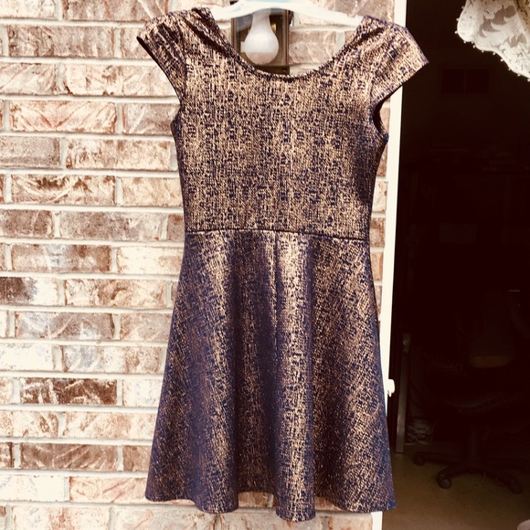 Myth Medium Navy and Gold Skater Dress - Picture 6 of 8